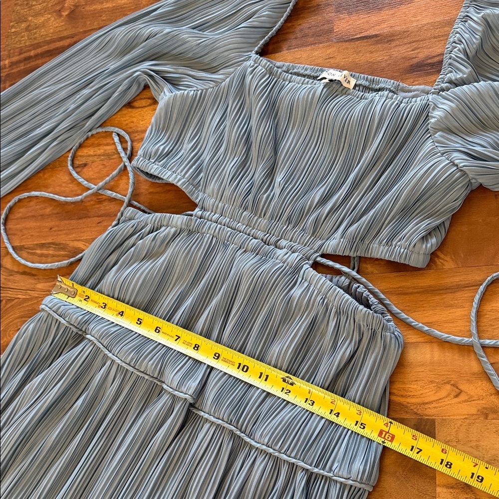 Moon River Long Sleeve Blue Pleated Dress sz M - Picture 7 of 13